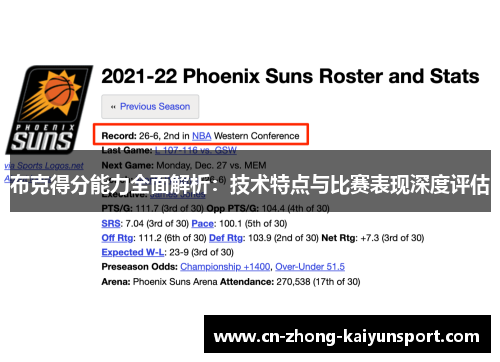 布克得分能力全面解析：技术特点与比赛表现深度评估